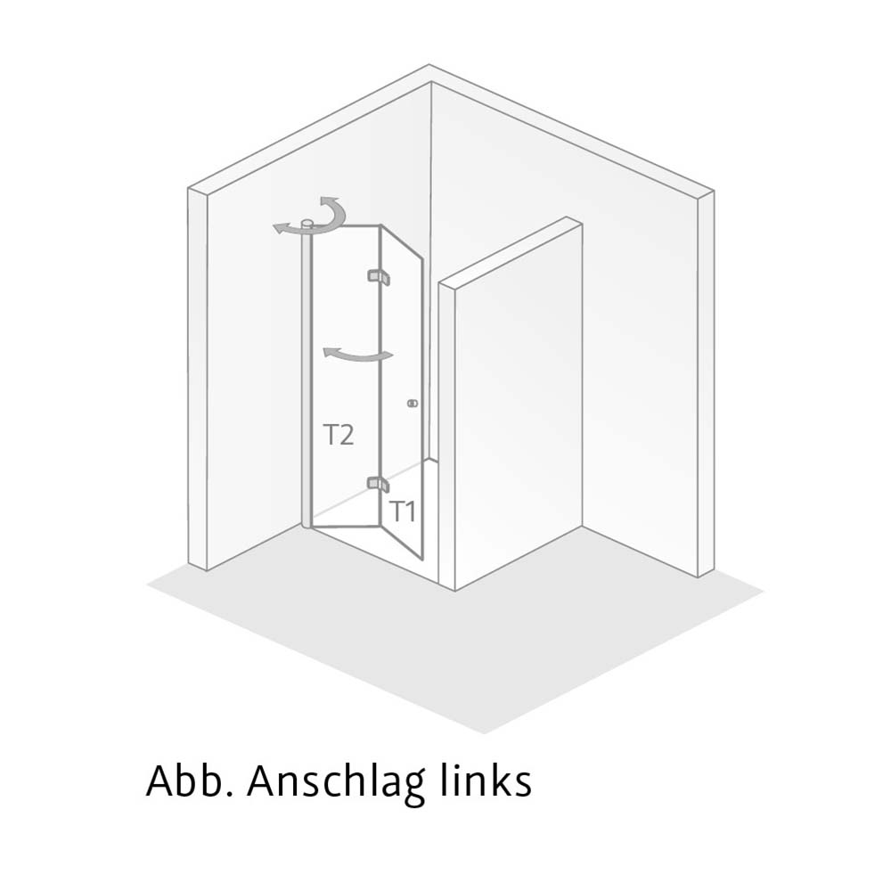 HSK Exklusic Drehfalttür Pendelbar-LA-100x200 Chinchilla-Chrom-optik-mit Edelglasbeschichtung