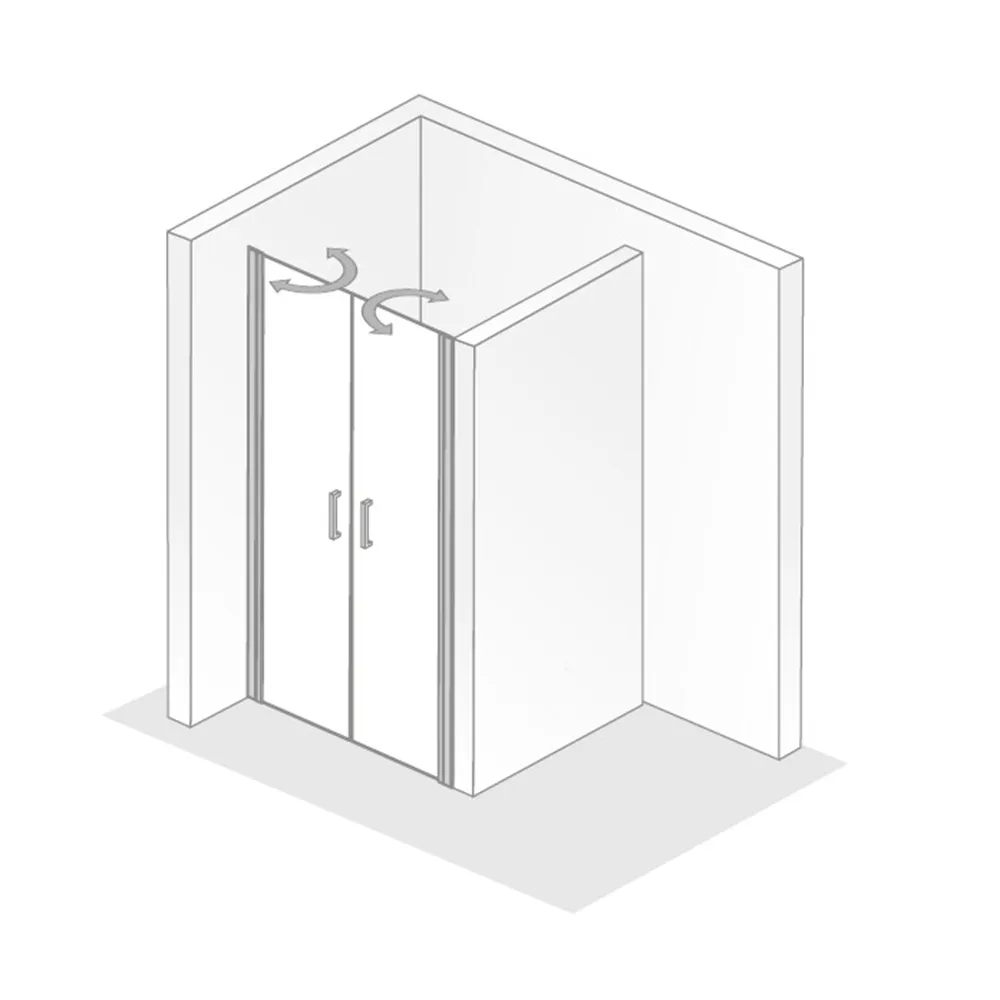 HSK Favorit Nova Pendeltür Nische 100cm 2-tlg Chrom-optik-Linea 02-mit EGB