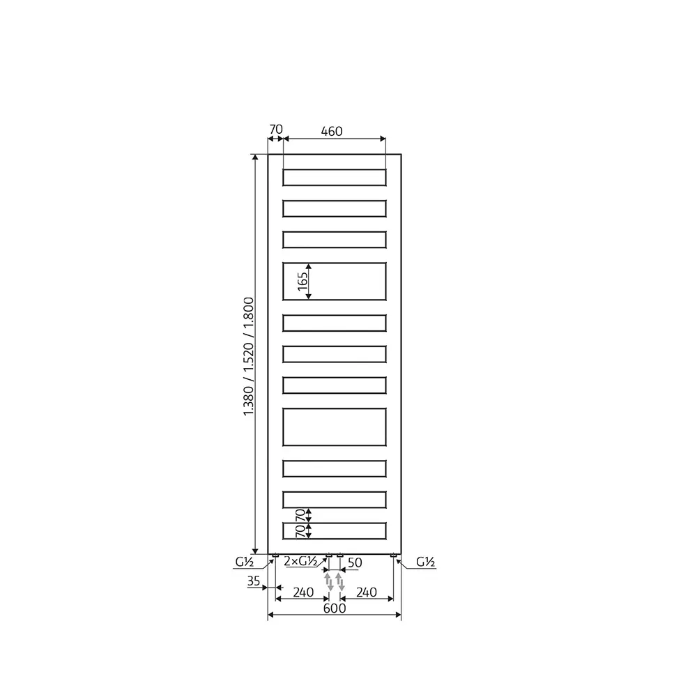 HSK Semprio Handtuchheizkörper Design Badheizkörper 1800 x 600 mm-weiß-matt
