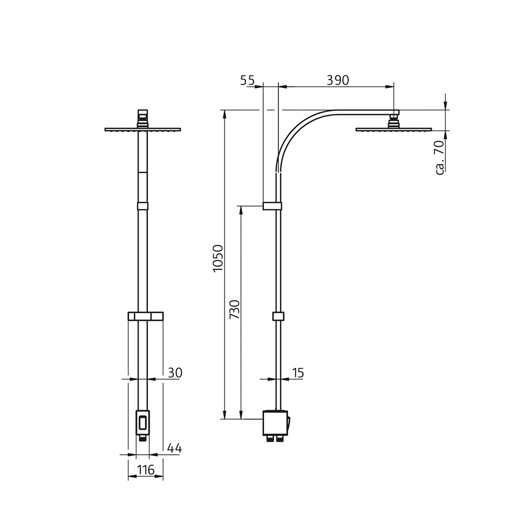 HSK RS 500 AquaSwitch Universal-Kopfbrause 250 x 250 x 8 mm superflach-Designhandbrause Eckig