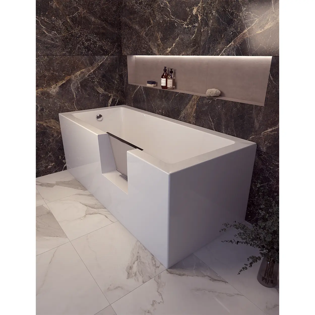 Uppsala Easy Badewanne 180x80x49 cm Badewanne-Tür rechts