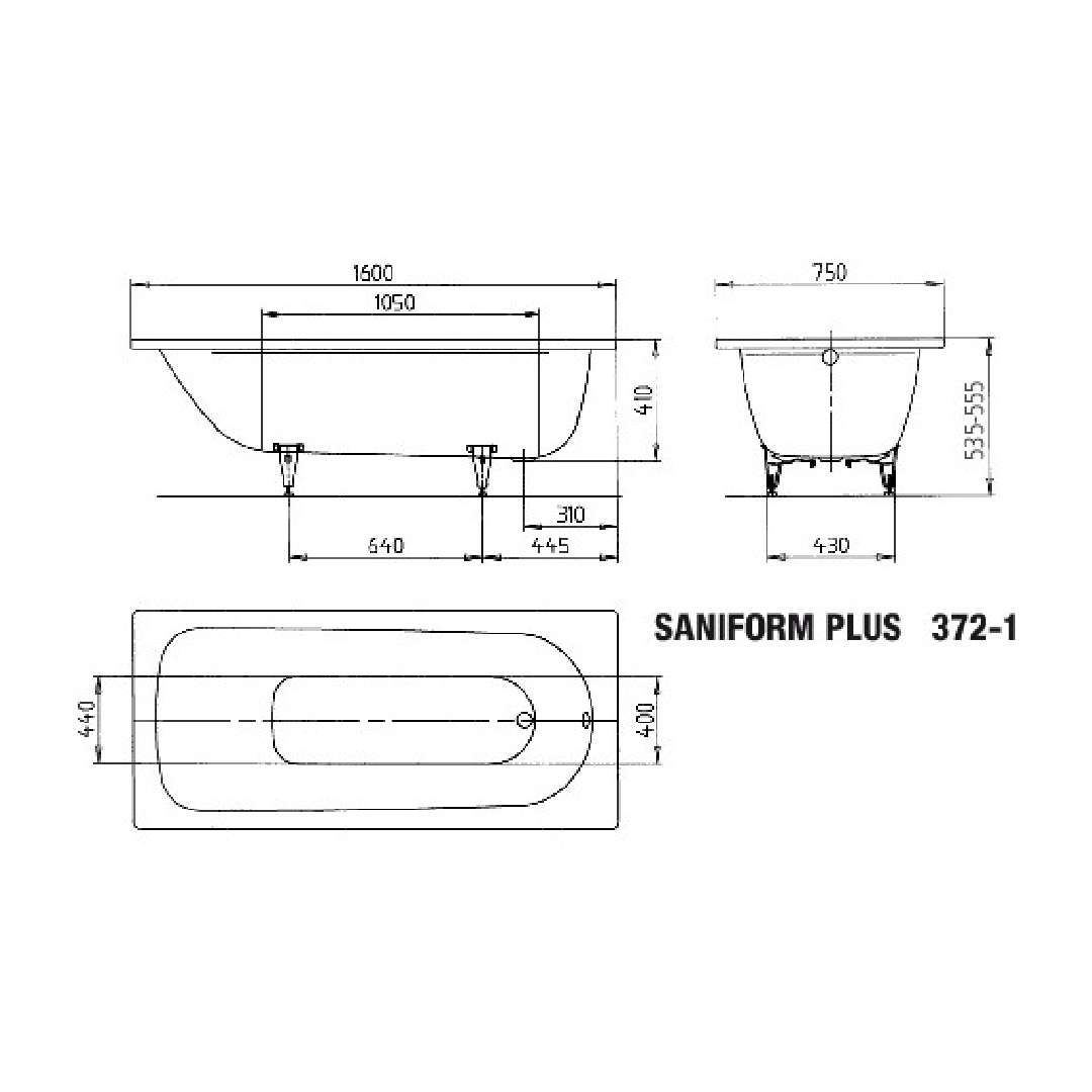 Kaldewei Stahl Badewanne SANIFORM PLUS 160 x 75 x 41 cm