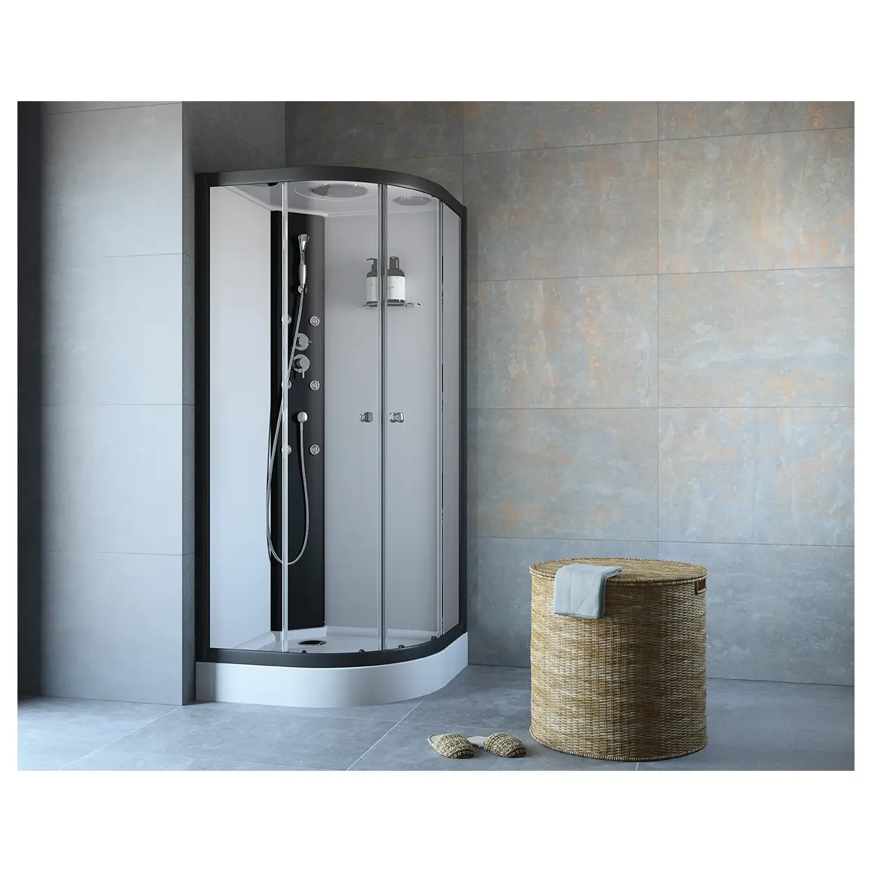 Komplettdusche FAST Runddusche 900x900 mm