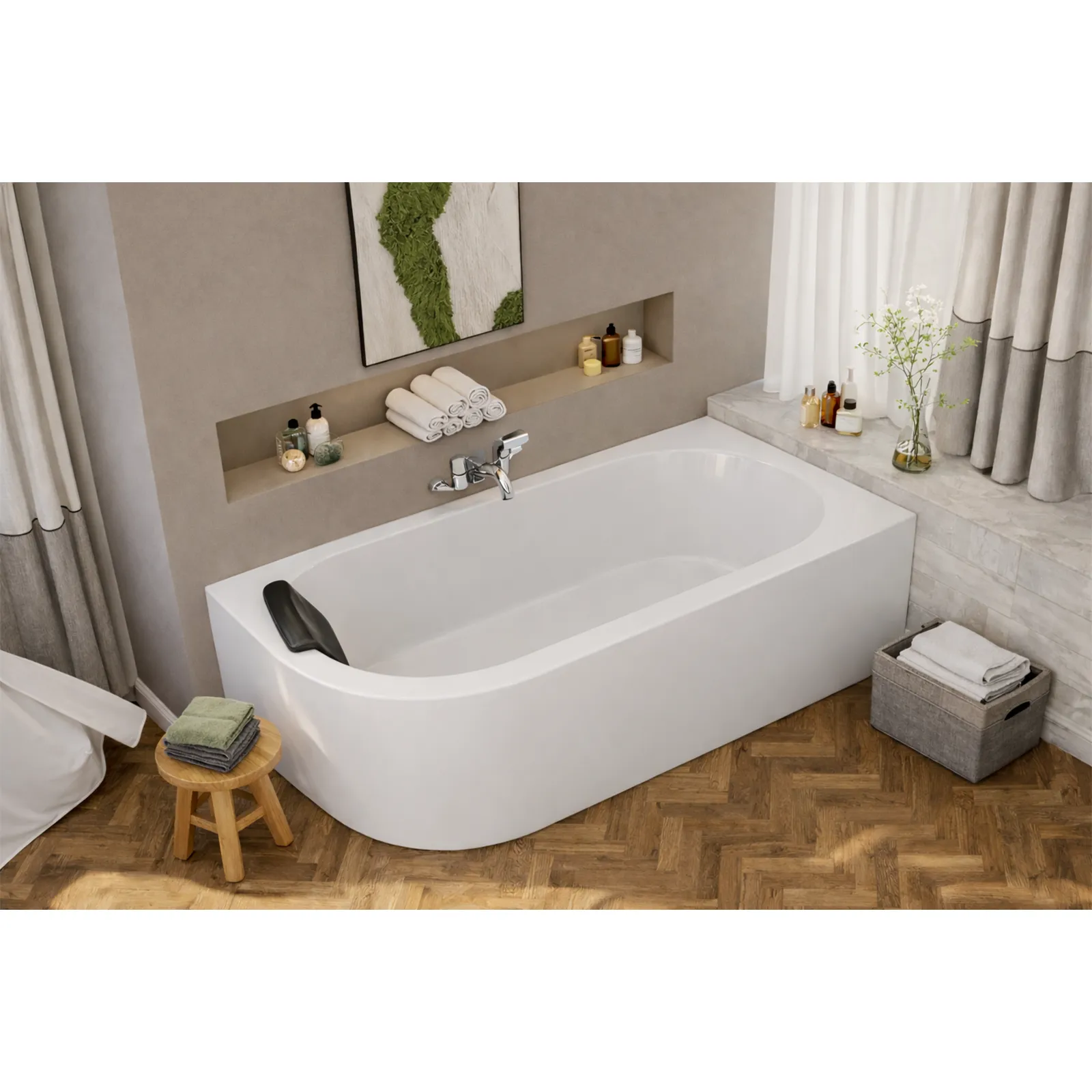 Schröder Eck-Vorwandbadewanne Charly VR-Weiß- 170 x 80 x 45/60 cm