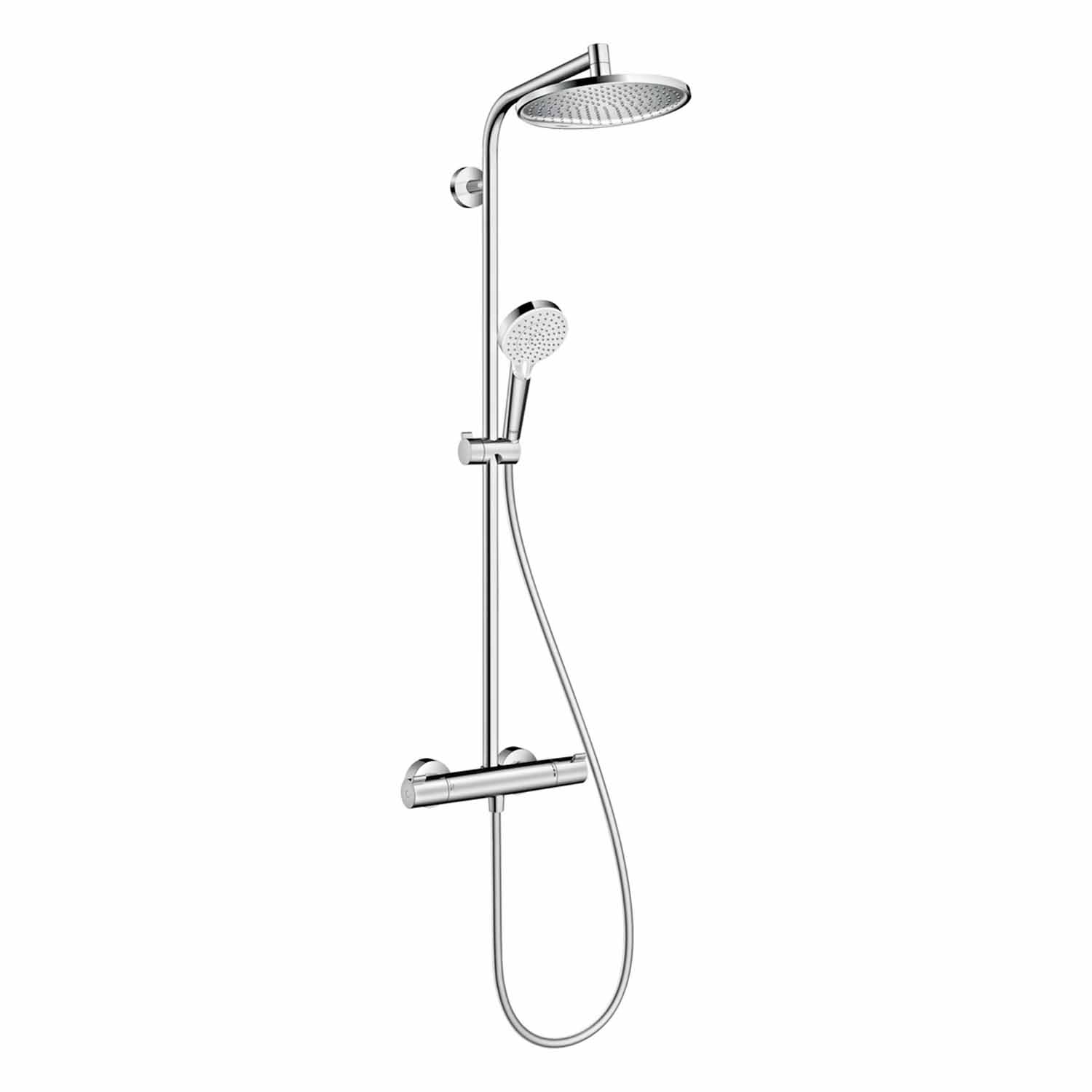 Hansgrohe Crometta S 240 Regendusche Showerpipe mit Thermostat Chrom Hansgrohe Crometta S 240 Regendusche Showerpipe mit Thermostat Chrom