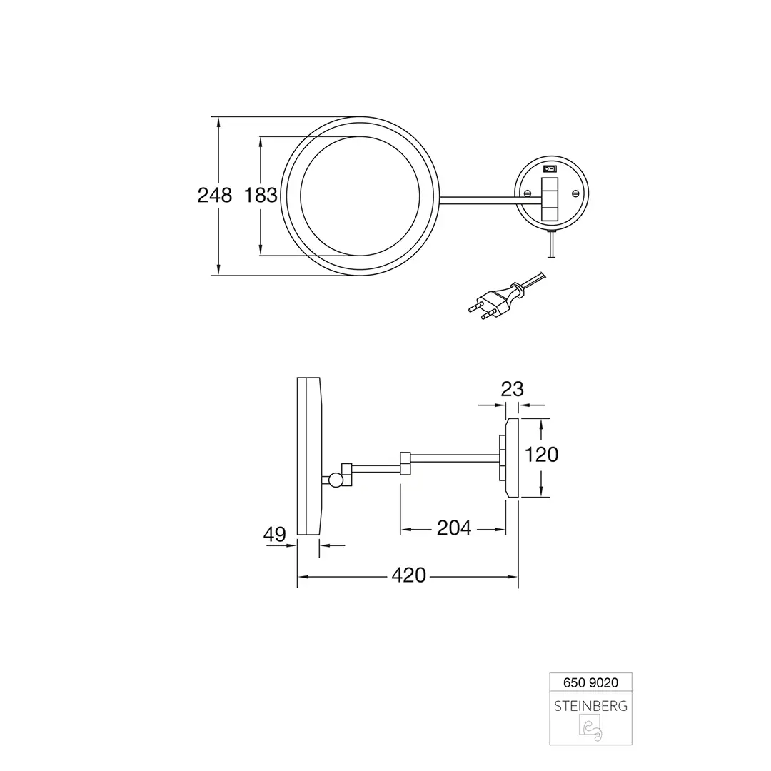 Steinberg Serie 650 LED-Kosmetikspiegel beleuchtet Steinberg Serie 650 LED-Kosmetikspiegel beleuchtet