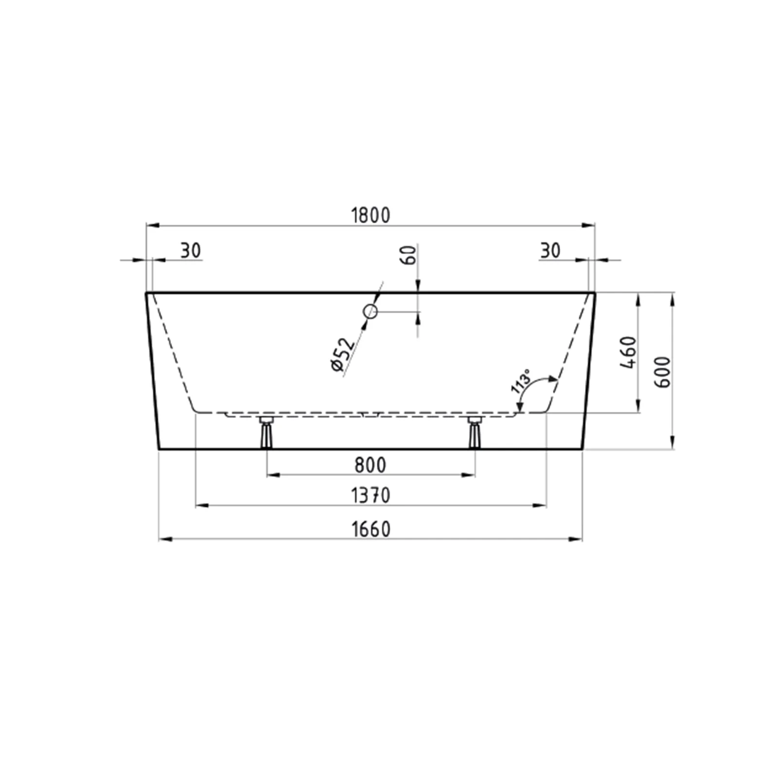 Schröder Freistehende Badewanne Themse Fine F 180 mit Schürze 178,5x75x46/60 cm