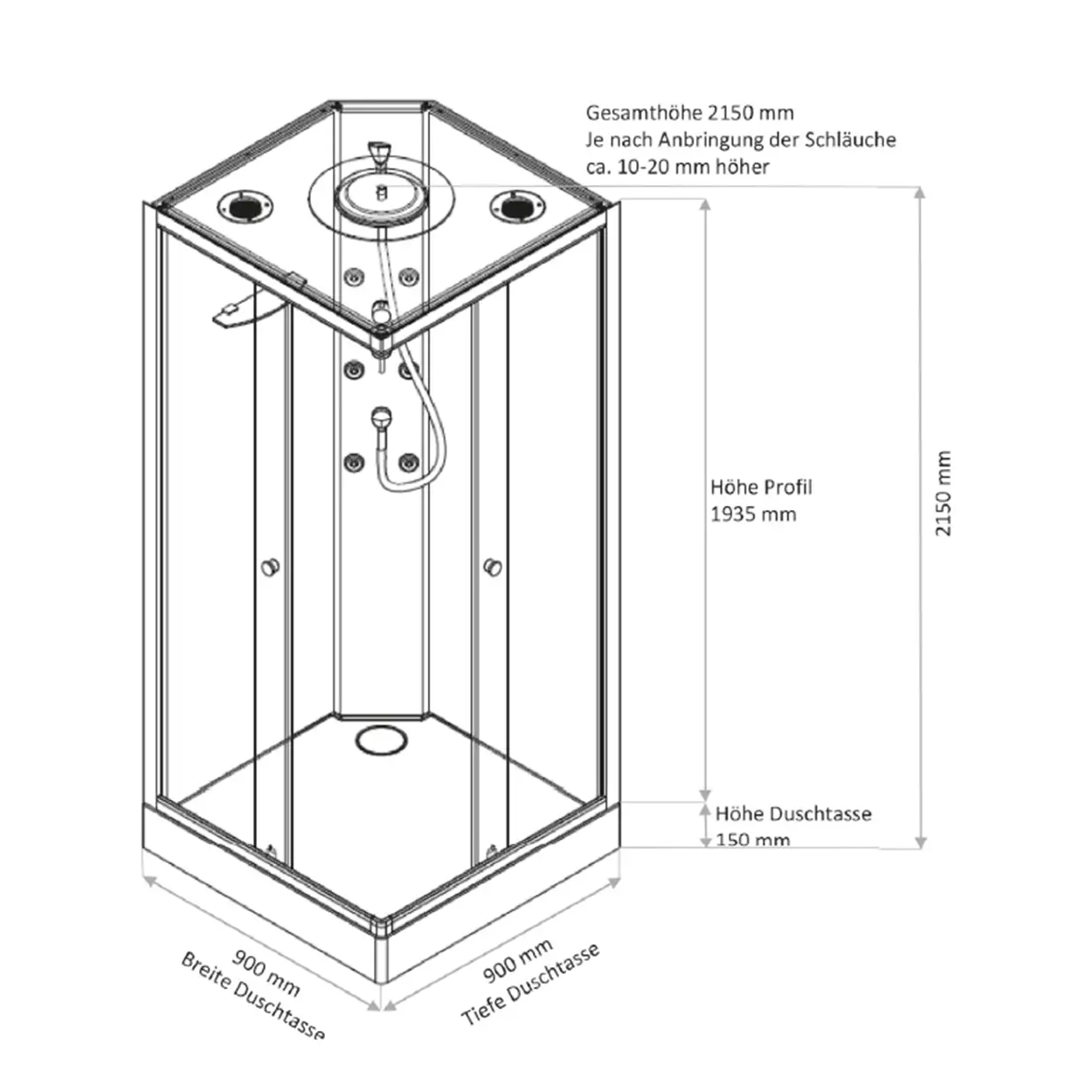 Koplettdusche FAST Eckeinstieg 900x900 mm Koplettdusche FAST Eckeinstieg 900x900 mm