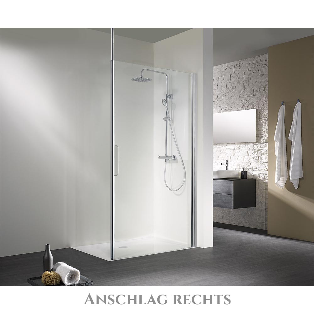HSK Walk In Easy Comfort Duschabtrennung - Frontelement 900 mm-Alu Silber-matt-Spiegel-ohne Beschichtung