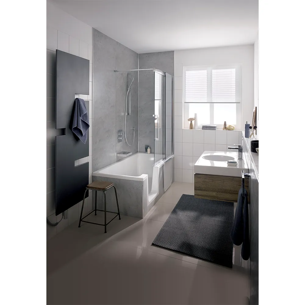 HSK Dusch Badewanne Dobla inkl Montagerahmen mit Türeinsatz 160x75cm Links mit Frontschürze