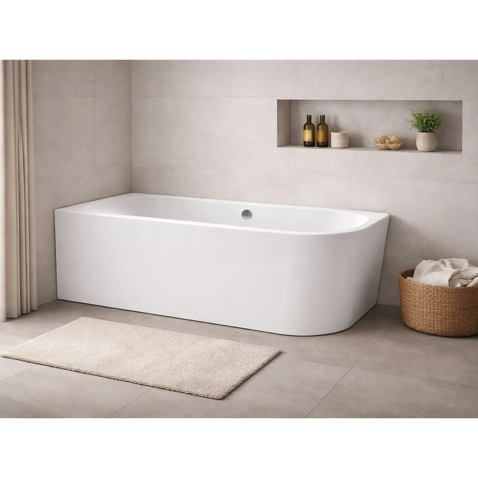 Schröder Vorwandbadewanne Themse Fine VL -Weiß- 180 x 80 x 46/60 cm