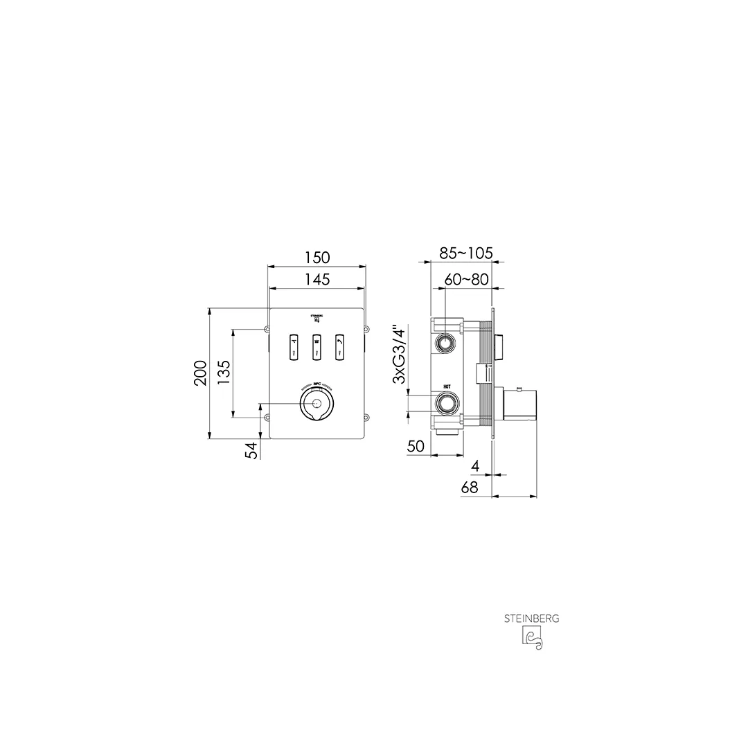 Steinberg Serie 390 für Unterputzthermostat slidetronic Chrom