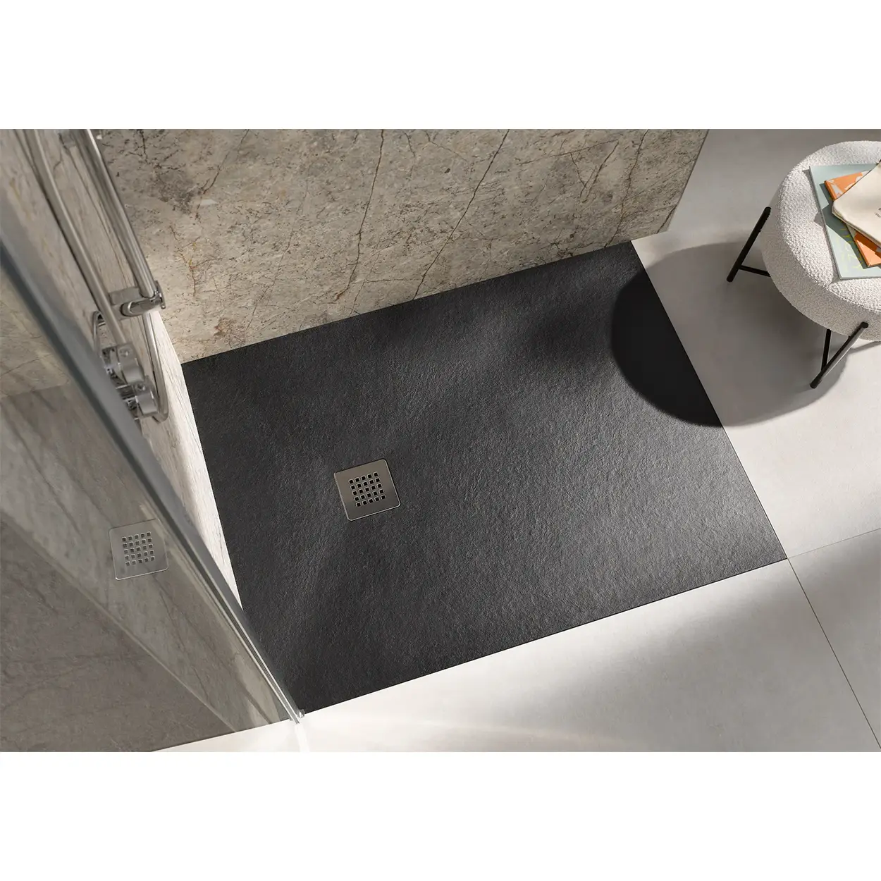 HSK APUNTO Marmor-Polymer Duschwanne 100 x 180 cm-arabescato (Designoberfläche)-mit ASB