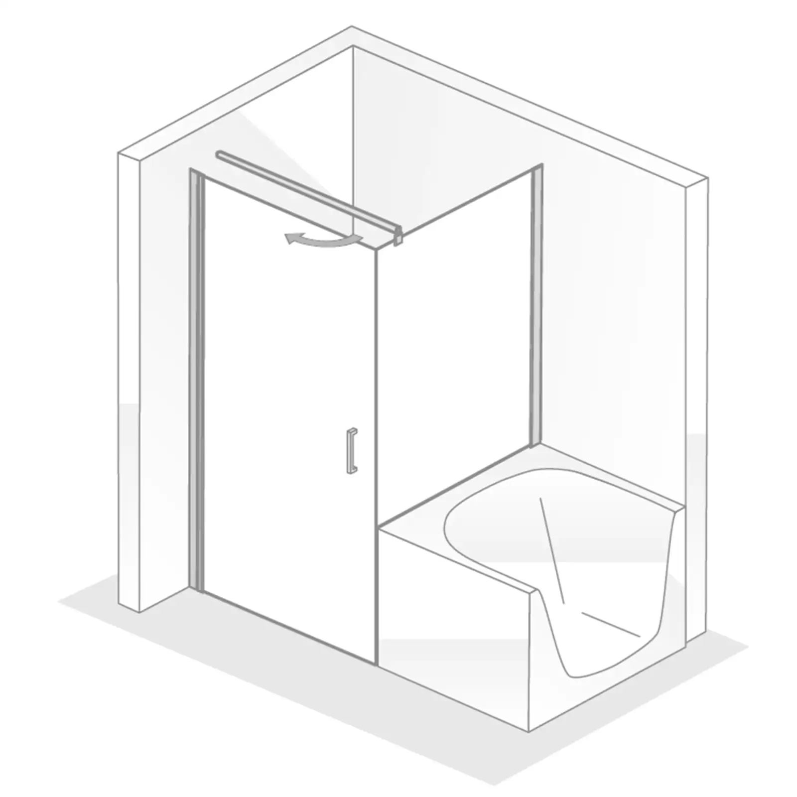 HSK Duschkabine Favorit Nova Drehtür mit verkürzter Seitenwand 90x90 cm-LA-Chrom-optik-Mattglas-mit EGB