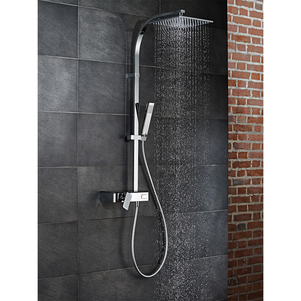 HSK RS 500 AquaSwitch Mix Eckig Ablage schwarz-Kopfbrause 400 x 400 x 2 mm superflach-Designhandbrause Eckig