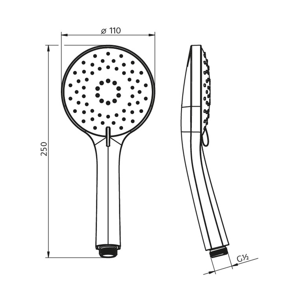 HSK Designhandbrause Rund mit Brauseschlauch - 1,5m