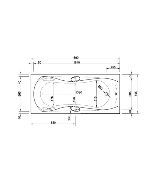 CSW Badewanne Espoo mit Griffen 180x80cm inkl. Wannenfüße Universal FIX und Ablaufgarnitur