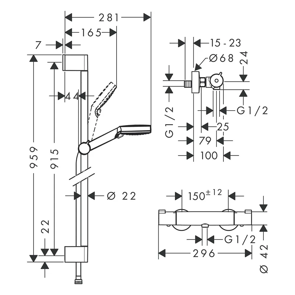 hansgrohe Brauseset Crometta Vario Ecostat 1001 CL Unica 900mm weiss-chrom hansgrohe Brauseset Crometta Vario Ecostat 1001 CL Unica 900mm weiss-chrom