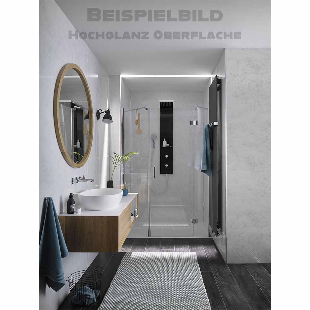 HSK RenoDeco Wandverkleidung | Designplatten | Hochglanz-Oberfläche 150 x 255 cm Marmor, Weiß-Grau (703)