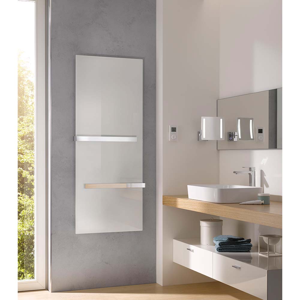 HSK Infrarot-Designheizkörper Retango mit weißer Glasfront 600 x 1500 mm-mit Funkfernempfänger Steckdose HSK Infrarot-Designheizkörper Retango mit weißer Glasfront 600 x 1500 mm-mit Funkfernempfänger Steckdose