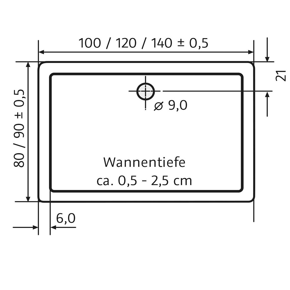 HSK Marmor-Polymer Rechteck Duschwanne-superflach-Weiß-90 x 120 cm-ohne Aquaproof-Dichtset-mit AntiSlip-Beschichtung