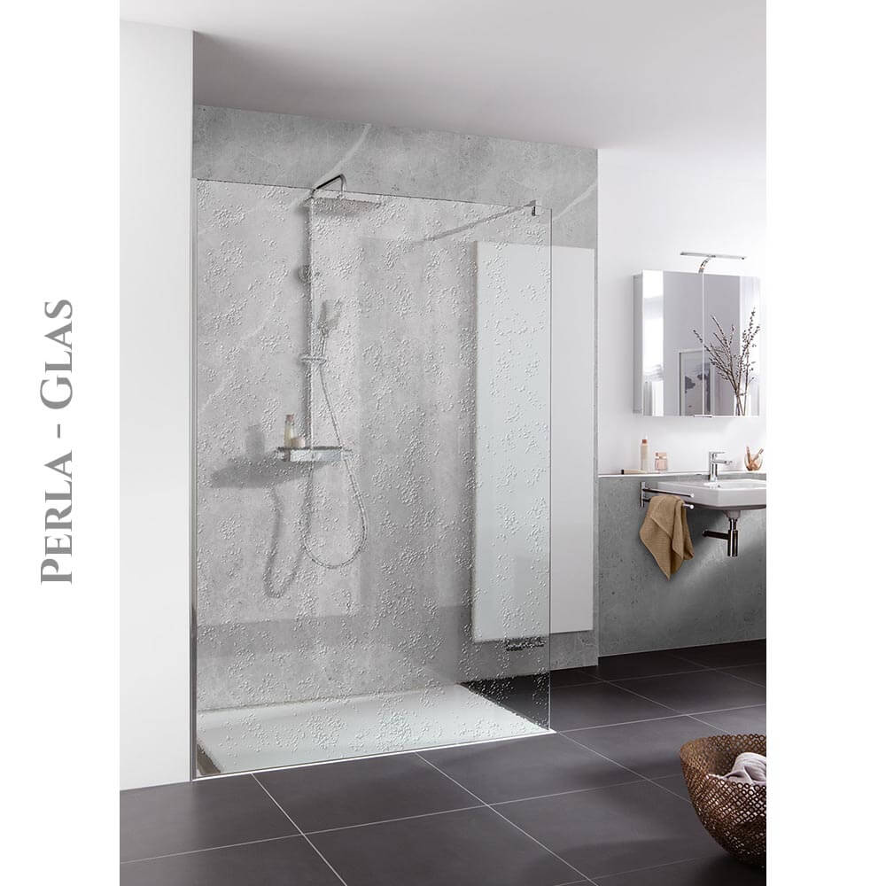 HSK Walk In Easy Frontelement-Duschabtrennung 900 mm-Chromoptik-Perla-mit Edelglasbeschichtung HSK Walk In Easy Frontelement-Duschabtrennung 900 mm-Chromoptik-Perla-mit Edelglasbeschichtung