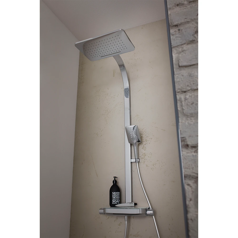HSK Duschsystem RS AquaTray Thermostat mit Schwall und Ablage Weiß HSK Duschsystem RS AquaTray Thermostat mit Schwall und Ablage Weiß