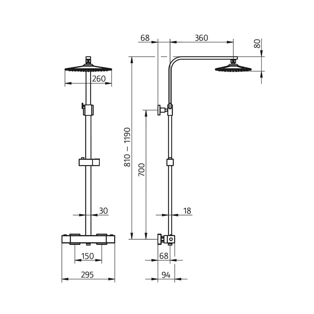 HSK Duschsystem RS 300 Thermostat Eckig