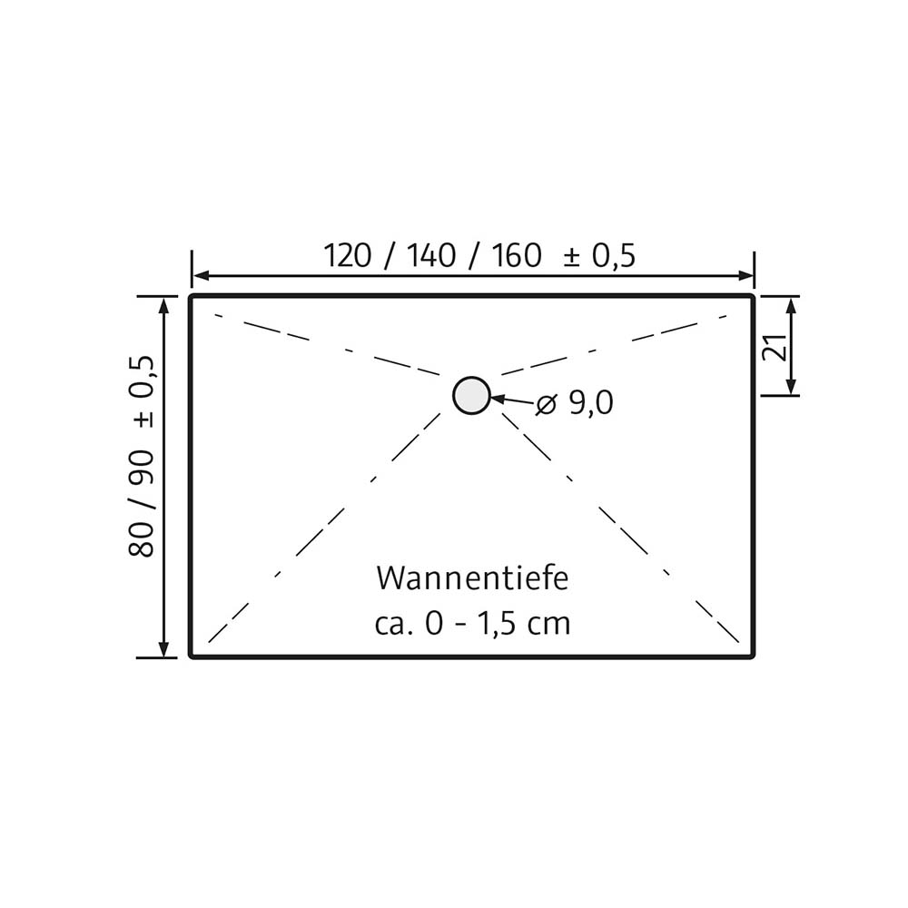 HSK Acryl Duschwanne - plan - mit Ablaufgarnitur 90 x 120 cm mit Aquaproof-Dichtset