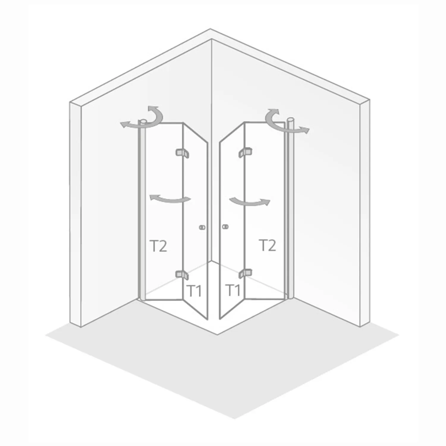 HSK Exklusiv 2.0 Duschkabine 4 tlg. 140x140cm-Schwarz-matt-Bodennebel-mit TwinSealBeschichtung