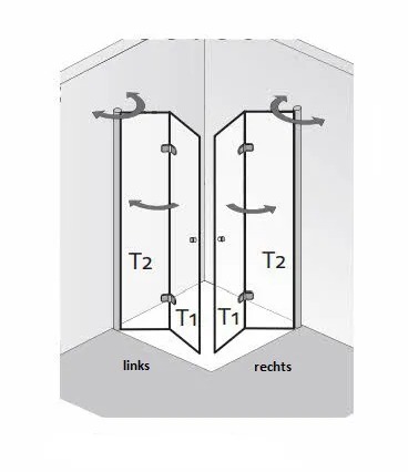HSK Duschkabine Eckeinstieg Drehfalttüren 4-teilig Höhe 200 cm verschiedene Maße