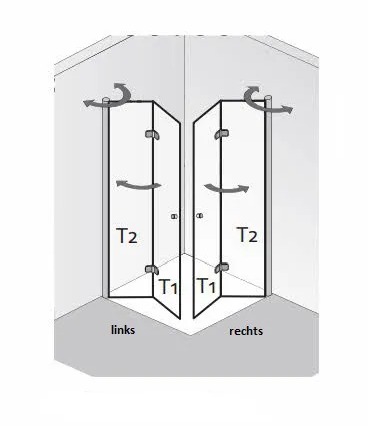 HSK Duschkabine Eckeinstieg Drehfalttüren 4-teilig Höhe 200 cm HSK Duschkabine Eckeinstieg Drehfalttüren 4-teilig Höhe 200 cm