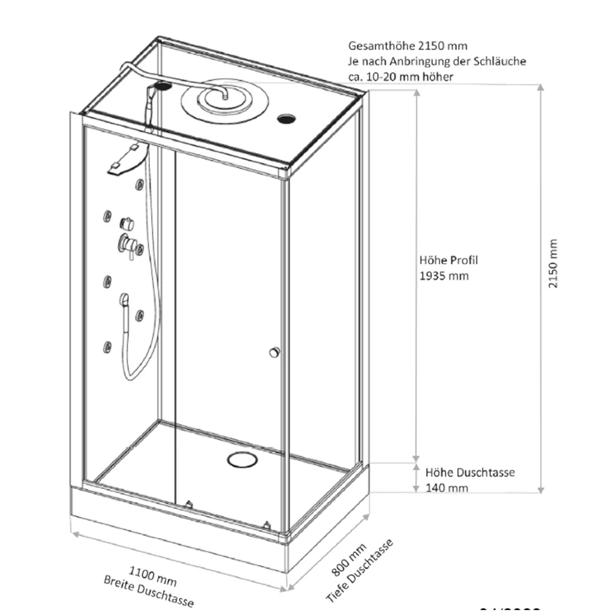 Koplettdusche FAST Drehtuer mir Seitenwand 1100x800 mm Koplettdusche FAST Drehtuer mir Seitenwand 1100x800 mm