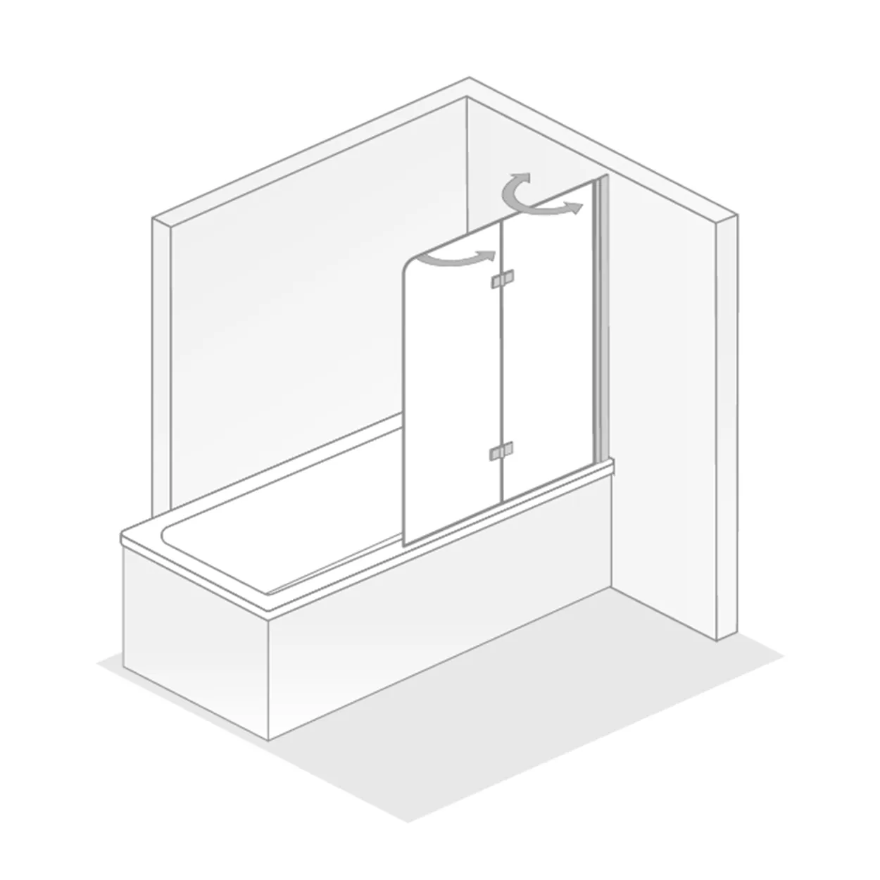 HSK Badewannenaufsatz Favorit Nova 2-teilig pendelbar 90x140cm-RA-Chrom-optik-Linea 02-mit Edelglasbeschichtung