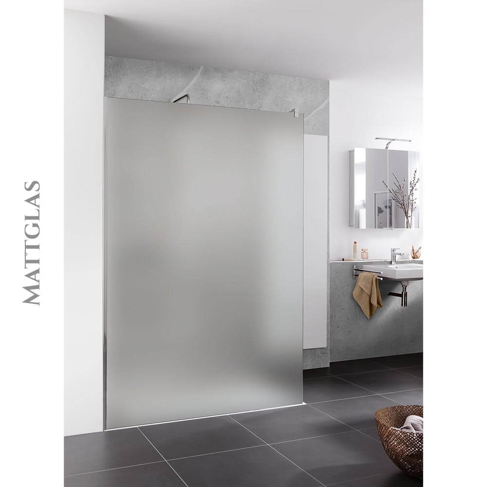 HSK Walk In Easy Frontelement-Duschabtrennung 900 mm-Chromoptik-Mattglas-mit Edelglasbeschichtung