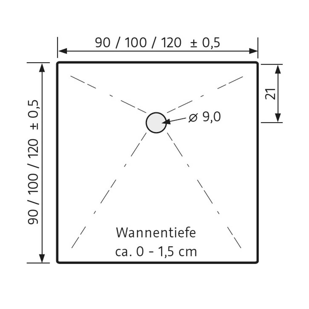 HSK Acryl Duschwanne plan, Quadrat - 90 x 90 cm-mit Dichtset HSK Acryl Duschwanne plan, Quadrat - 120 x 120 cm-mit AntiSlip-Beschichtung-mit Dichtset