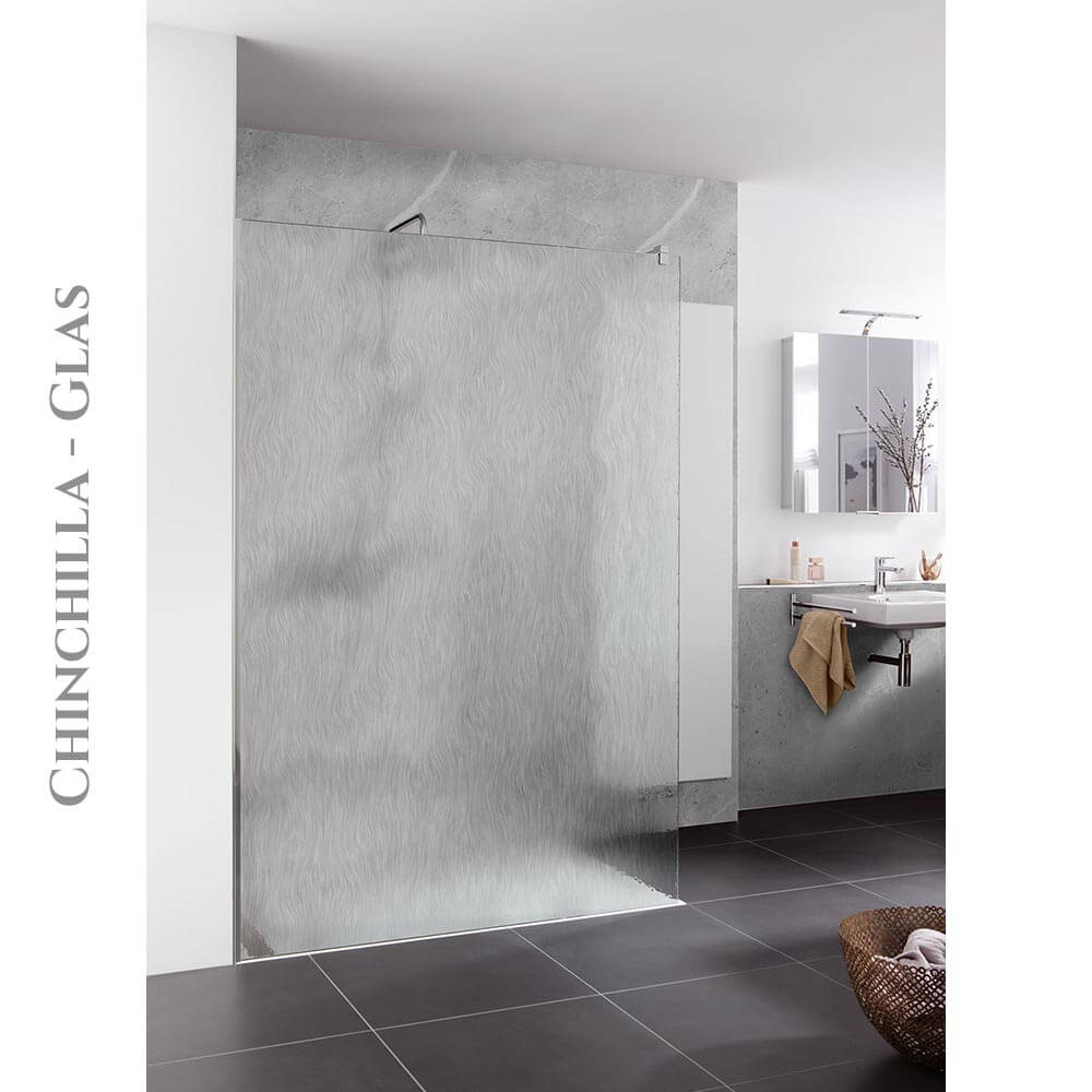 HSK Walk In Easy Frontelement-Duschabtrennung 1400 mm-Chromoptik-Chinchilla-mit Edelglasbeschichtung