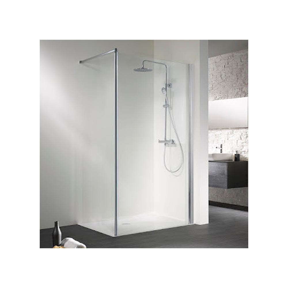 HSK Walk In Easy Frontelement-Duschabtrennung 1200 mm-Weiß-Klar Hell-mit Edelglasbeschichtung