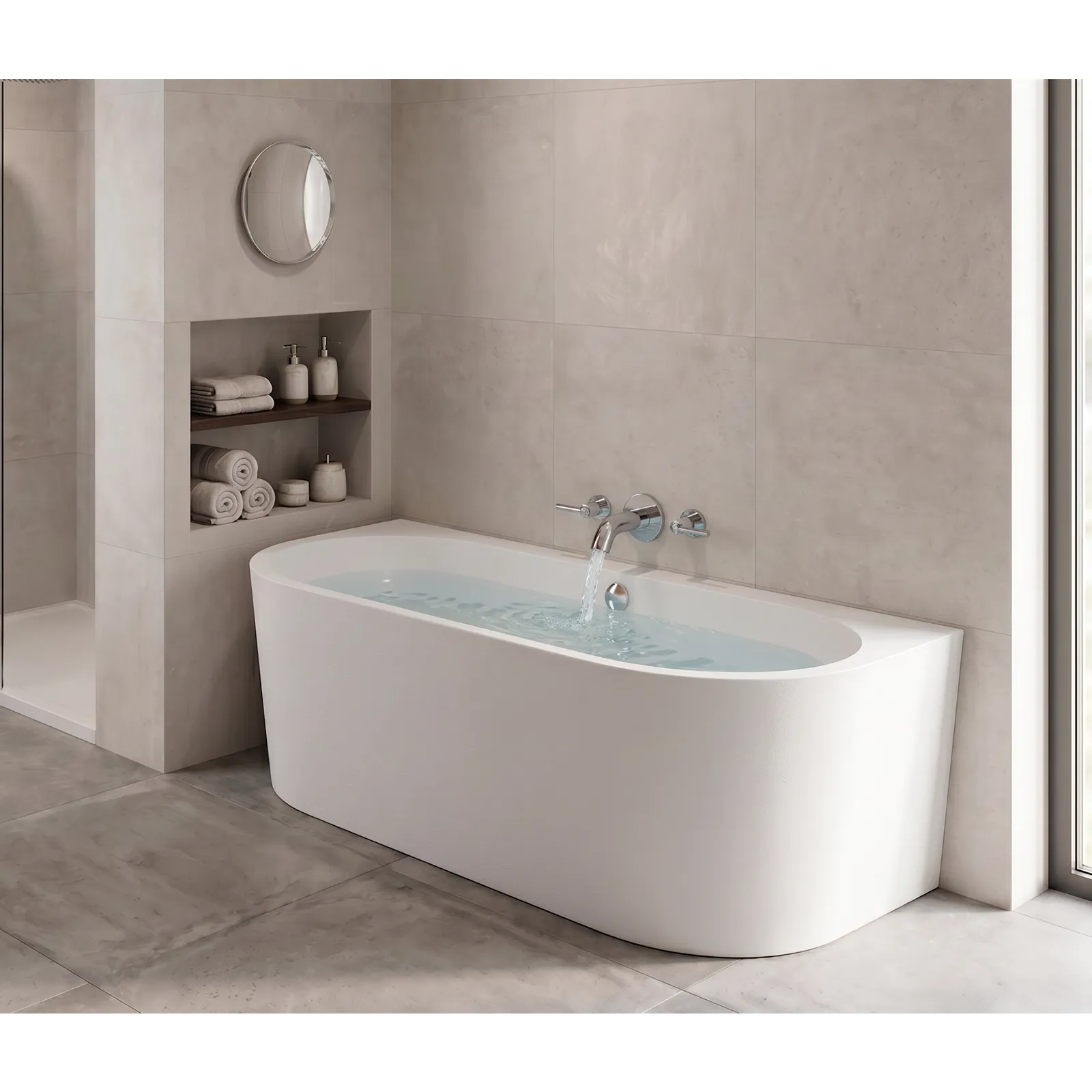 Schröder Vorwandbadewanne Themse Fine V -Weiß- 180 x 80 x 46/60 cm