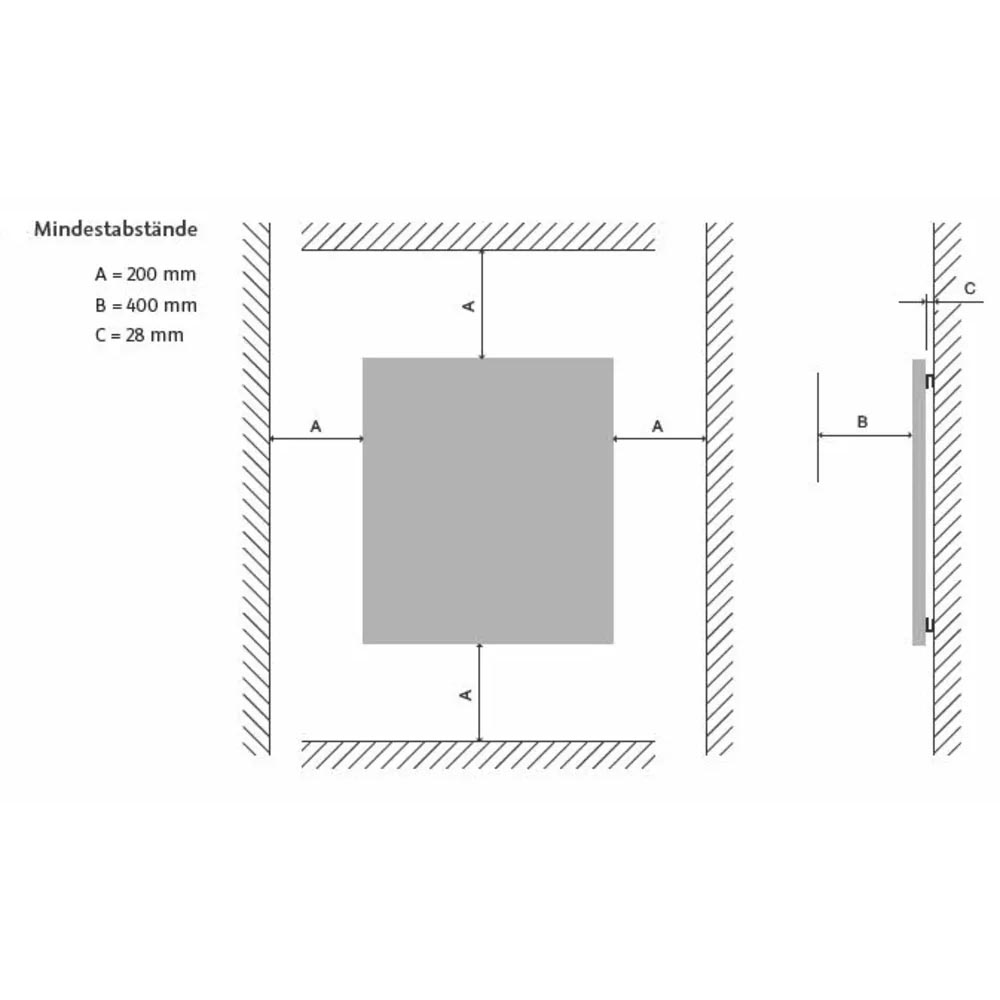 HSK Infrarot-Designheizkörper Retango mit weißer Glasfront 600 x 1800 mm-mit Aufputzempfänger Wand