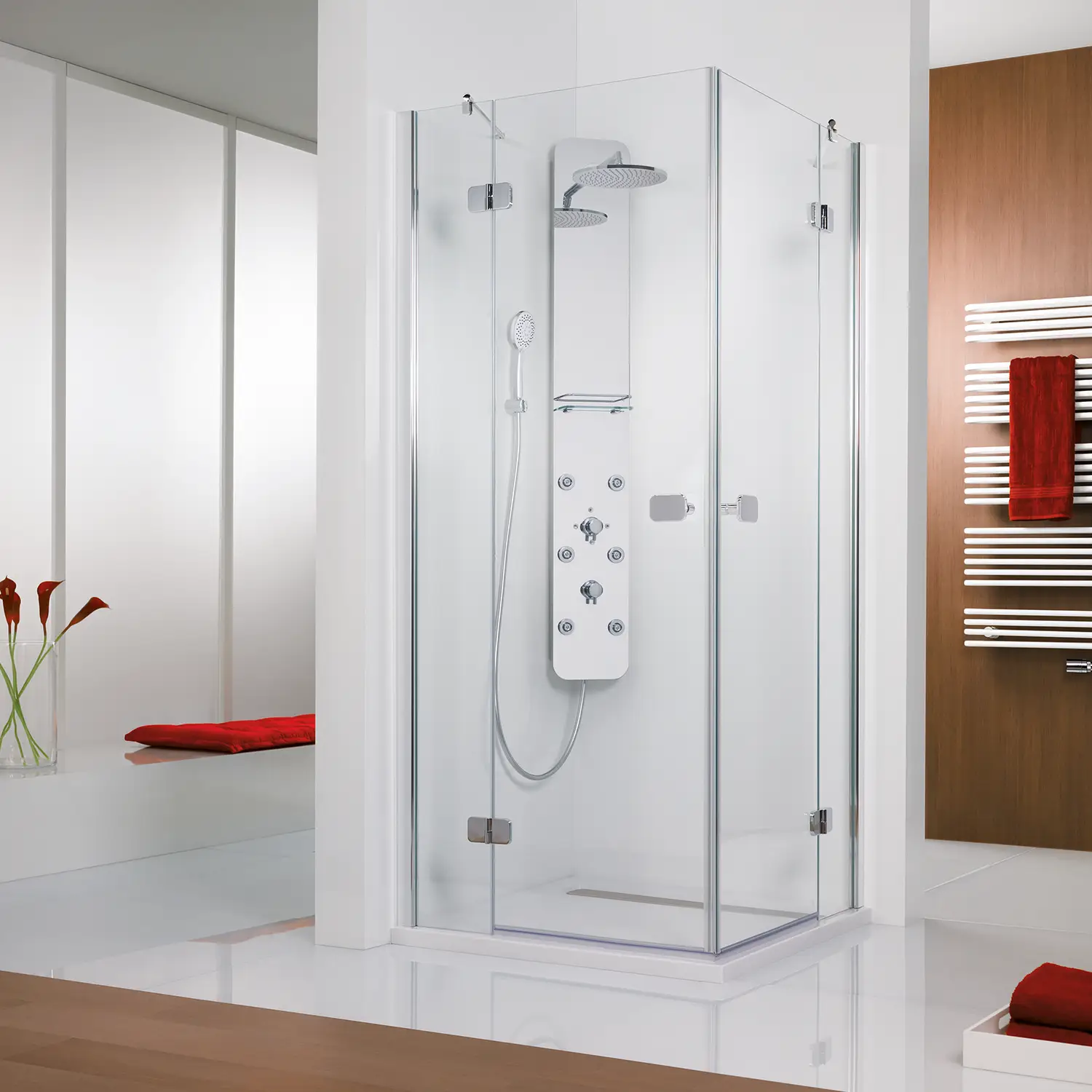 HSK Premium Softcube 100 x 80cm Eckeinstig-mit TwinSeal Beschichtung-Bodennebel