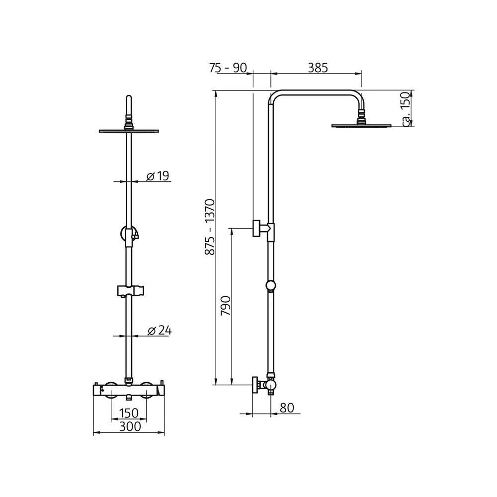 HSK Duschsystem RS 200 Mix mit Einhebelmischer flach, ø 300 mm