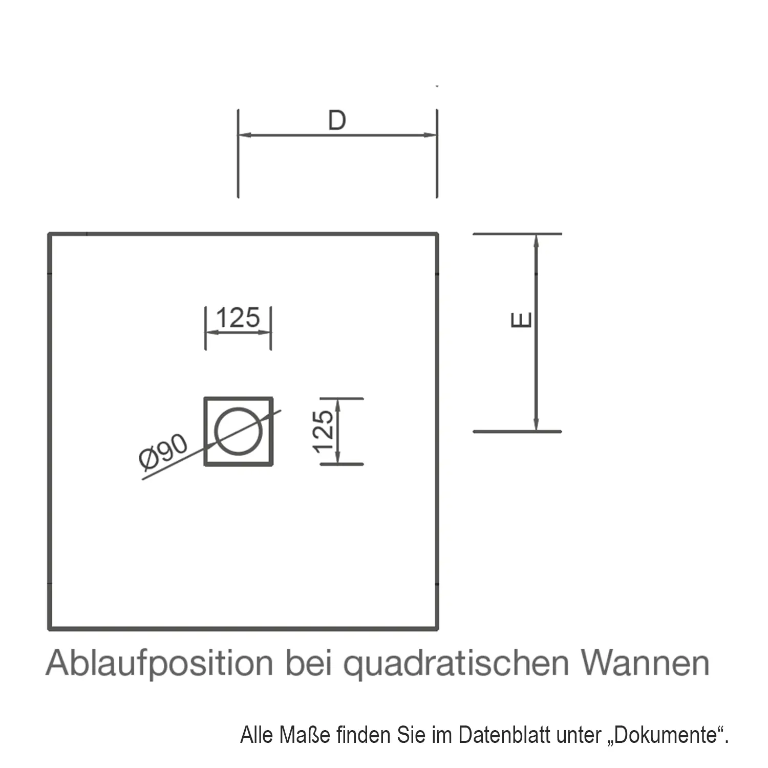 CSW Quadratduschwanne Slatestone L-Mineralguss-120 x 120 cm-perlgrau