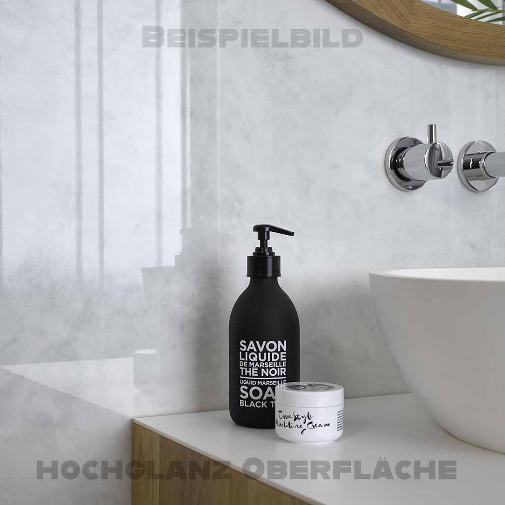 HSK RenoDeco Wandverkleidung | Designplatten | Hochglanz-Oberfläche 100 x 210 cm Marmor, Weiß-Grau (703)