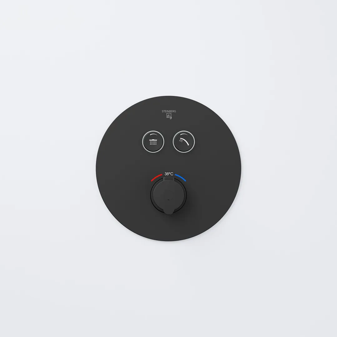 Steinberg Serie 390 unterputz Wannen-Brause-Thermostat rund Schwarz-Matt Steinberg Serie 390 unterputz Wannen-Brause-Thermostat rund Schwarz-Matt