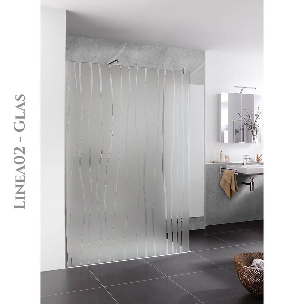 HSK Walk In Easy Comfort Duschabtrennung - Frontelement 1600 mm-Alu Silber-matt-Linea 02-Mit Edelglasbeschichtung