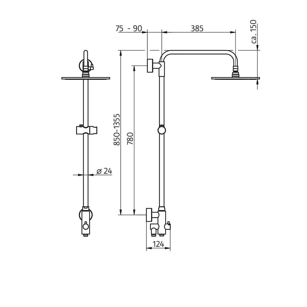 HSK Duschsystem RS 200 Universal Rund Kopfbrause superflach, ø 300 mm