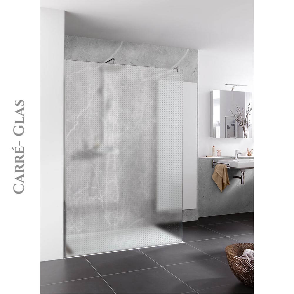 HSK Walk In Easy Comfort Duschabtrennung - Frontelement 900 mm-Alu Silber-matt-Carré-ohne Beschichtung HSK Walk In Easy Frontelement-Duschabtrennung 1600 mm-Chromoptik-Carré-mit Edelglasbeschichtung