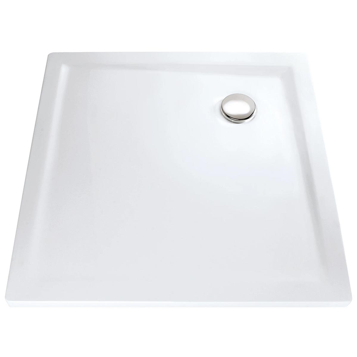 HSK Marmor-Polymer Quadrat Duschwanne superflach-Weiß-90 x 90 cm-mit AntiSlip-Beschichtung-mit Aquaproof-Dichtset