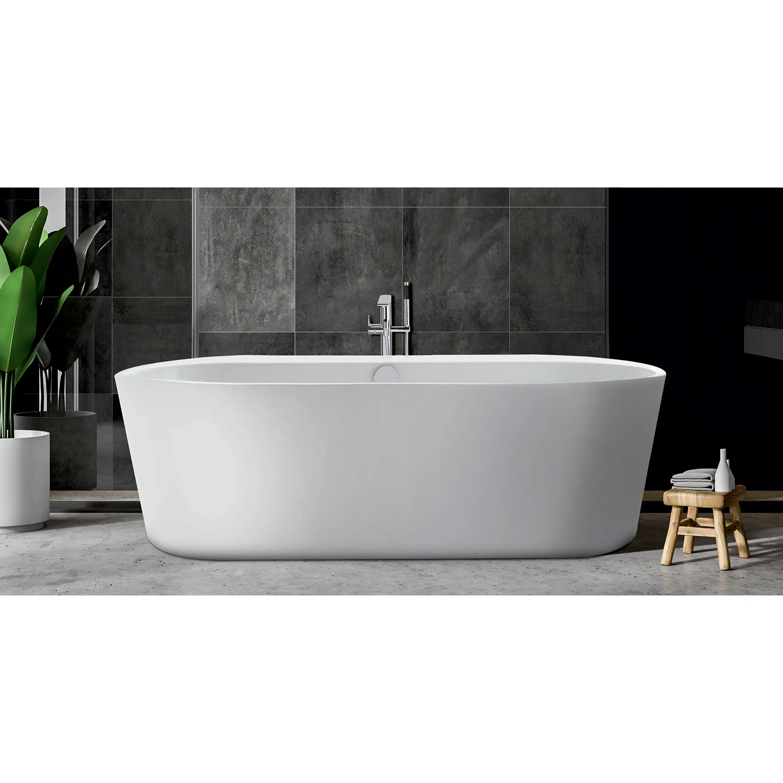 Schröder Freistehende Badewanne Themse Fine F 180 mit Schürze 178,5x75x46/60 cm